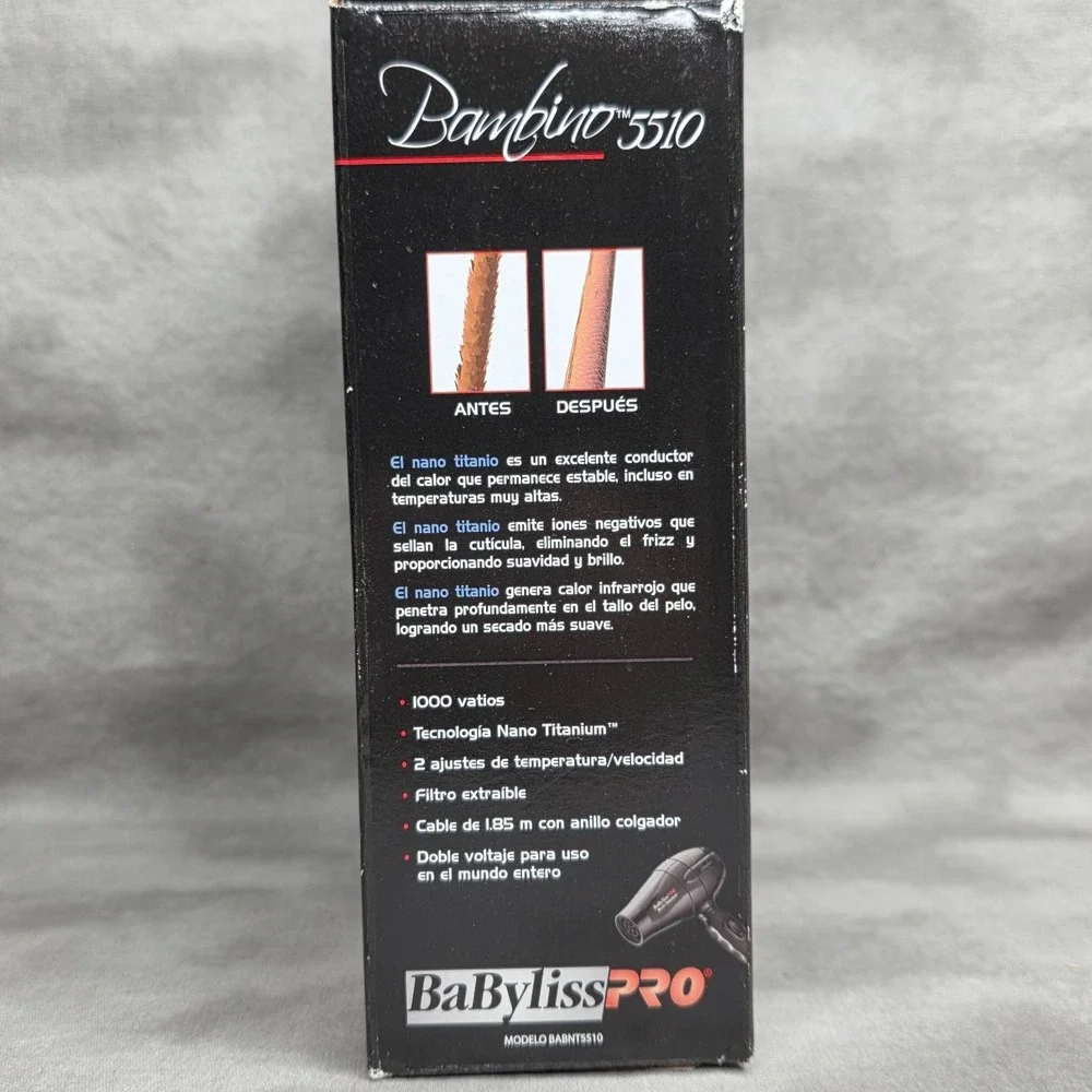 BaBylissPRO Nano Titanium Bambino 5510 Compact Hair Dryer BABNT5510 NEW